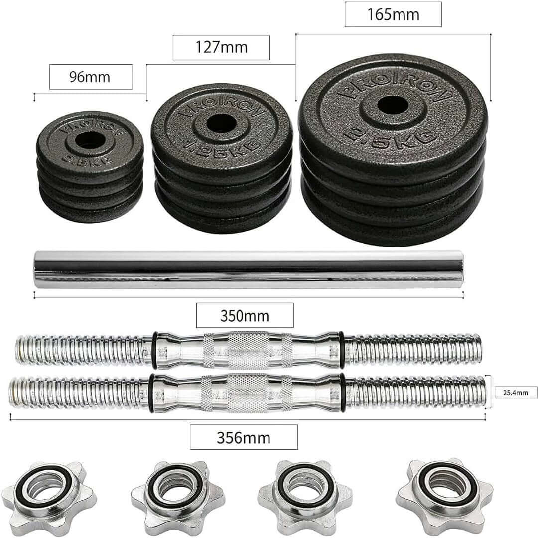Adjustable Dumbbell & Barbell Set (20kg) | In Stock - Catch Fitness - Adjustable Dumbbell Handles, Barbell Set - Barbell Set | Gym and Fitness Equipment