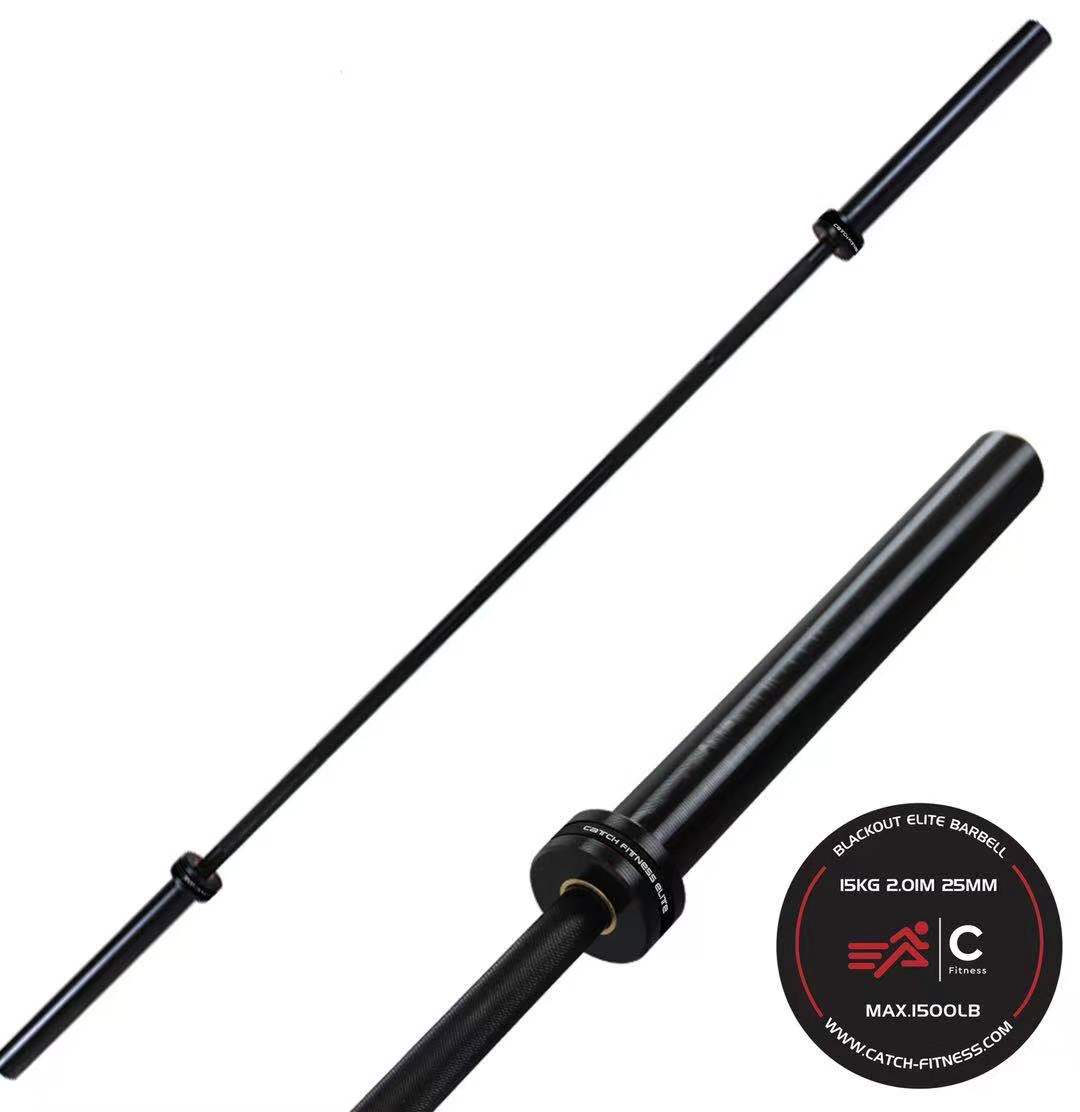 CATCH 15KG Blackout Elite Olympic Barbell (1500LB Capacity) | In Stock - Barbells -Catch Fitness